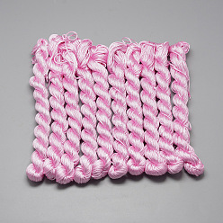 Pearl Pink Braided Polyester Cords, Pearl Pink, 1mm, about 28.43 yards(26m)/bundle, 10 bundles/bag