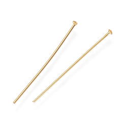 Real 16K Gold Plated 304 Stainless Steel Flat Head Pins, Real 16K Gold Plated, 25x0.7mm, 21 Gauge, Head: 1.5mm