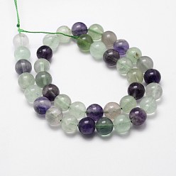 Fluorite Natural Fluorite Bead Strands, Round, Grade AB, 8mm, Hole: 1mm, about 50pcs/strand, 14.9 inch~15.1  inch