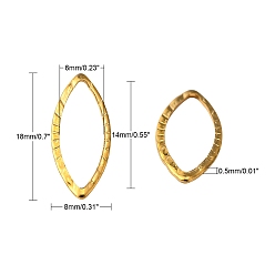 Golden 304 Stainless Steel Linking Rings, Marquise Links, Horse Eye, Golden, 18x8x0.5mm