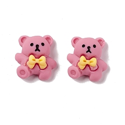 Mixed Color Bear with Bowknot Opaque Resin Cabochons, Mixed Color, 13.5~14x12.5x6mm