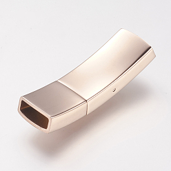 Rose Gold 304 Stainless Steel Bayonet Clasps, Rectangle, Rose Gold, 35.7x8.2x6mm, Hole: 6x4mm