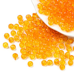 Orange Perles acryliques transparentes, facette, rondelle, orange, 4x3.5mm, Trou: 1.5mm, environ14000 pcs / 500 g