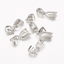 Platinum Brass Ice Pick Pinch Bails, Nickel Free, Platinum, 10.67x5.93x3.04mm, Hole: 4.13mm, Pin: 0.84mm