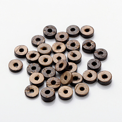 Brun Perles de noix de coco, donut, brun, 9 mm de diamètre, Trou: 2.5mm, environ 2200 pcs / 500 g