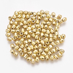 Plaqué Or Abs perles en plastique, perles galvanisées écologiques, facette, baril, plaqué or, 3.5~4x3.5mm, trou: 1.5 mm, environ 15000 pcs / 500 g