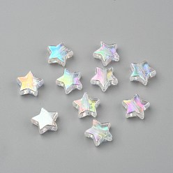 Clear Eco-Friendly Transparent Acrylic Beads, Star, Clear AB, AB Color, about 10mm in diameter, 4mm thick, hole:1.5mm. about 2140pcs/500g