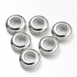 Platinum Donut Brass Spacer Beads, Barrel Plating, Platinum, 8x3mm, Hole: 5mm