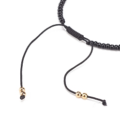 Черный Браслет лэмпворк сглаз и стеклянные бусины, плетеный регулируемый браслет для женщин, чёрные, внутренний диаметр: 2-1/2~3-7/8 дюйм (6.2~9.7 см)