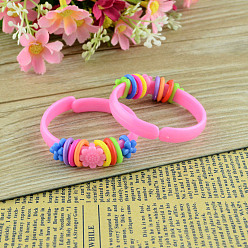 Mixed Color Children's Day Jewelry, Kids Acrylic Bangle Bracelets, Mixed Color, 44mm