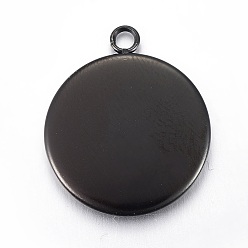 Electrophoresis Black Настройки кулон кабошон из нержавеющей стали, плоско-круглые, электрофорез черный, лоток : 14 мм, 18.5x16x2 мм, отверстие : 1.8 мм