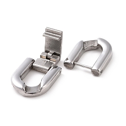 Stainless Steel Color 304 Stainless Steel Fold Over Clasps, for Bracelet Necklace Making, Stainless Steel Color, 31x15x3.5mm, Hole: 6x7mm