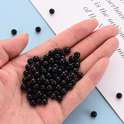 Black Opaque Acrylic Beads, Round, Black, 6x5mm, Hole: 1.8mm, about 4400pcs/500g
