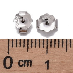 Platine Rhodié 925 écrous d'oreilles en argent sterling, avec cachet 925, platine, 5x6x3mm, Trou: 0.8mm