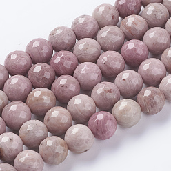 Rhodonite Natural Rhodonite Beads Strands, Dyed, Faceted, Round, Pink, 10mm, Hole: 1mm, about 38pcs/strand, 15.75 inch