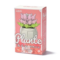Pink Plastic Succulent Flowers Plant Building Blocks DIY Toy Set, Succulents Bonsai Model, for Gift Home Decor, Pink, 70x70x70mm