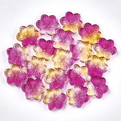 Coloré Perles de verre imprimées , fleur, colorées, 15x13.5x3.5mm, Trou: 1mm