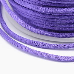 Medium Purple Polyester Cord, Satin Rattail Cord, for Beading Jewelry Making, Chinese Knotting, Medium Purple, 2mm, about 100yards/roll