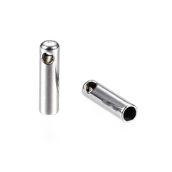 Stainless Steel Color 304 Stainless Steel Cord Ends, End Caps, Stainless Steel Color, 7.2x1.2mm, Hole: 1mm, Inner Diameter: 1.3mm