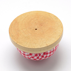 Red Cloth Needle Pin Cushions, with Wood and Foam inside, Half Round/Dome, Red, 72x40~45mm, Half Hole: 3mm