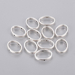 Antique Silver Tibetan Style Bead Frames, Lead Free, Cadmium Free and Nickel Free, Oval, Antique Silver, about 19mm long, 14.5mm wide, 3mm thick, hole: 1mm