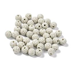 Antique White Unwaxed Natural Lava Rock Beads, for Perfume Essential Oil Beads, Aromatherapy Beads, Dyed, Round, Antique White, 8.5mm, Hole: 1.5~2mm
