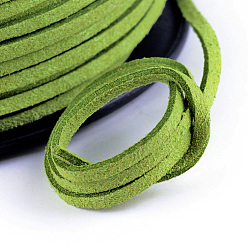 Yellow Green Faux Suede Cords, Faux Suede Lace, Yellow Green, 1/8 inch(3mm)x1.5mm, about 100yards/roll(91.44m/roll), 300 feet/roll