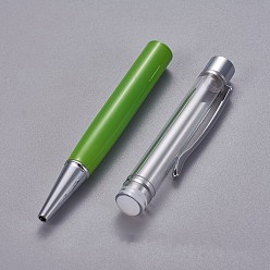 Желто-Зеленый Креативные шариковые ручки с пустой трубкой, со стержнем с черными чернилами внутри, для diy блестящая эпоксидная смола шариковая ручка с кристаллами гербариевая ручка для изготовления, серебряные, желто-зеленый, 140x10 мм