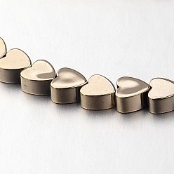 Antique Bronze Plated Electroplate Non-magnetic Synthetic Hematite Bead Strands, Heart, Antique Bronze Plated, 4x4x2mm, Hole: 1mm, about 110pcs/strand, 15.7 inch