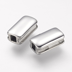 Stainless Steel Color 304 Stainless Steel Beads, Rectangle, Stainless Steel Color, 10x5x4mm, Hole: 2x2mm