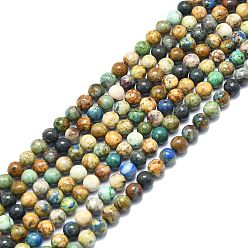 Chrysocolle et Lapis Lazuli Brins de perles de chrysocolla et lapis lazuli naturelles, ronde, 6mm, Trou: 0.8mm, Environ 63 pcs/chapelet, 15.55 pouce (39.5 cm)