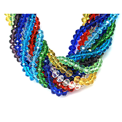 Mixed Color Handmade Glass Beads, Faceted Rondelle, Mixed Color, 14x10mm, Hole: 1mm, about 60pcs/strand