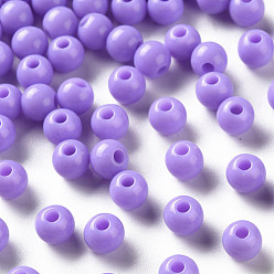 Lilas Perles acryliques opaques, ronde, lilas, 6x5mm, Trou: 1.8mm, environ4400 pcs / 500 g