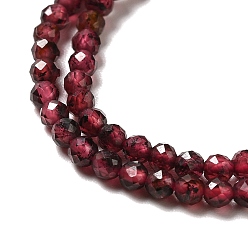 Garnet Natural Garnet Beads Strands, Faceted, Round, 2~2.5mm, Hole: 0.4mm, about 191pcs/strand, 15.35''(39cm)