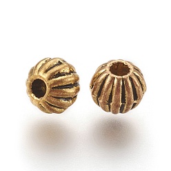 Or Antique Perles en alliage de style tibétain, sans plomb et sans cadmium, ronde, de couleur or antique , environ 6 mm de diamètre, Trou: 1mm