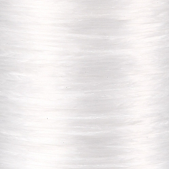 White Japanese Flat Elastic Crystal String, Polyester Thread, for Stretch Bracelets Gemstone Jewelry Making, White, 0.5mm, about 65.6 yards(60m)/roll