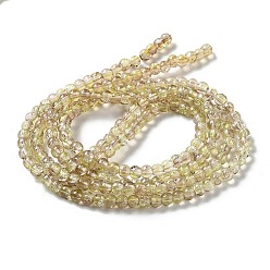 Light Khaki Spray Painted Crackle Glass Beads Strands, Round, Two Tone, Light Khaki, 4mm, Hole: 1.1~1.3mm, about 200pcs/strand, 31.4 inch