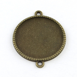 Bronze Antique Alliage de style tibétain supports de connexion cabochon rond et plat, sans cadmium et sans nickel et sans plomb, bronze antique, plateau: 25 mm, 34x27.5x2 mm, trou: 2 mm, environ 308 pcs / 1000 g