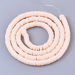 Light Salmon Handmade Polymer Clay Beads Strands, for DIY Jewelry Crafts Supplies, Heishi Beads, Disc/Flat Round, Light Salmon, 6x0.5~1mm, Hole: 1.8mm, about 290~320pcs/strand, 15.75 inch~16.14 inch(40~41cm)