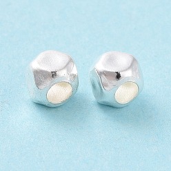 Silver 925 Sterling Silver Beads, Hexagon, Silver, 3x3x3mm, Hole: 1.5mm, about 147Pcs/10g