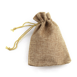 Peru Polyester Imitation Burlap Packing Pouches Drawstring Bags, for Christmas, Wedding Party and DIY Craft Packing, Peru, 12x9cm