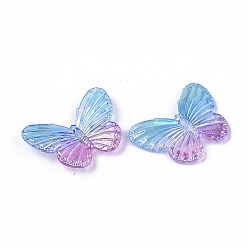 Темно-Голубой Гальванические прозрачные акриловые подвески, два тона, бабочка, глубокое синее небо, 31.5x41x4.5 мм, отверстие : 1.2 мм