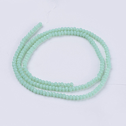 Aquamarine Opaque Solid Color Glass Bead Strands, Imitation Jade, Faceted, Rondelle, Aquamarine, 3x2mm, Hole: 0.8mm, about 185~190pcs/strand, 14.9~17.3 inch(38~44cm)