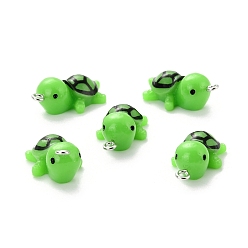 Green Opaque Resin Pendants, Tortoise, Green, 26x14x10mm, Hole: 1.5mm