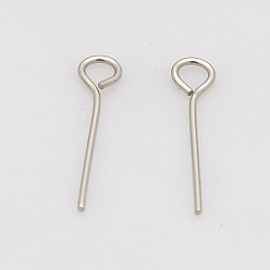 Stainless Steel Color 201 Stainless Steel Eye Pin, Stainless Steel Color, 30mm, Hole: 2mm, Pin: 0.6mm