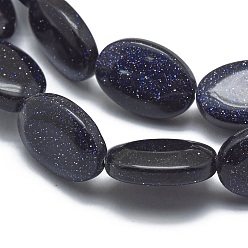 Goldstone Bleu Synthétiques bleus Goldstone brins de perles, ovale, 14x10x4.5mm, Trou: 1mm, Environ 28 pcs/chapelet, 15.3 pouce (39 cm)