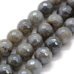 Labradorite Natural Labradorite Beads Strands, Faceted, Round, 8mm, Hole: 0.8mm, about 48pcs/strand, 15.35 inch(39cm)