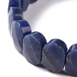Содалитовое Эластичный браслет из овальных бусин из натурального содалита, украшения из драгоценных камней для женщин, внутренний диаметр: 2-1/8 дюйм (5.4~5.5 см)
