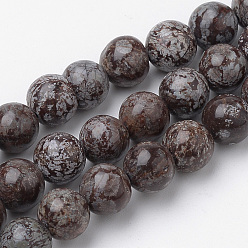 Snowflake Obsidian Natural Brown Snowflake Obsidian Beads Strands, Round, 10mm, Hole: 1mm, about 37~40pcs/strand, 14.9~15.1 inch(38~38.5cm)