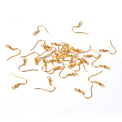Golden Brass Earring Hooks, Ear Wire, with Horizontal Loop, Nickel Free, Golden, 17~19x16~18x0.8mm, 20 Gauge, Hole: 2mm